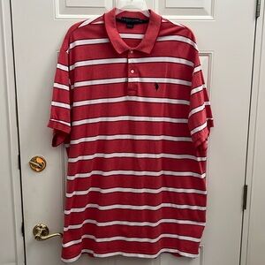 US Polo Men’s Red and White Striped Polo.  4XLT